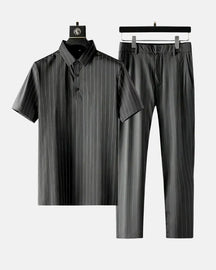 Ricco - Ice Silk Stripes Casual Set
