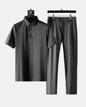 Ricco - Ice Silk Stripes Casual Set